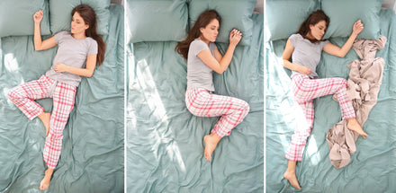 collage of a girl sleeping in different positions