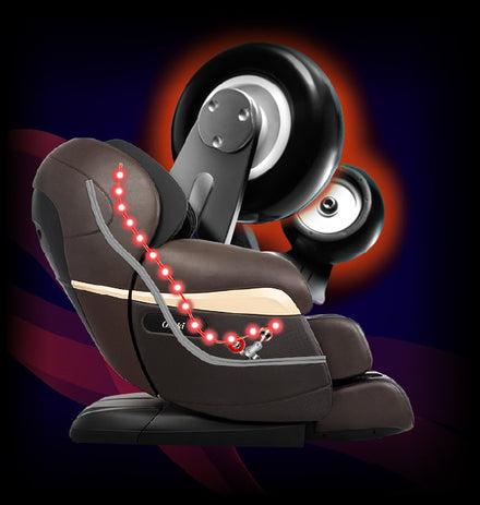 Massage chair showing the difference between the L-Track and S-Track