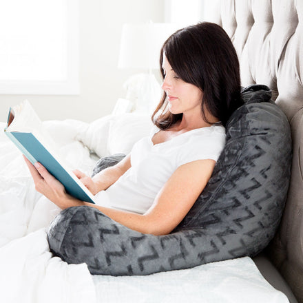 Z Foam-Filled Reading Pillow with Super-Soft Velour Cover, Black